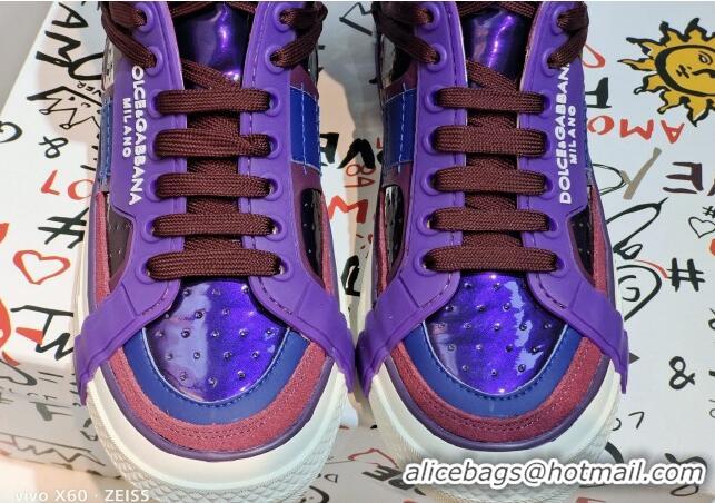 Perfect Dolce&Gabbana Calfskin Custom 2.Zero High-top Sneakers Purple 110333