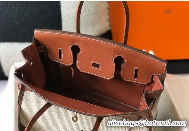 Buy Discount Hermes Birkin 30cm Bag in Swift Leather and Canvas HB30 Brown/Beige/Gold