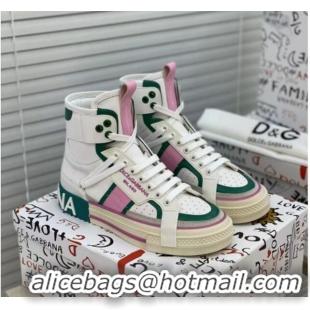 Best Quality Dolce&Gabbana Calfskin Custom 2.Zero High-top Sneakers Green 110335