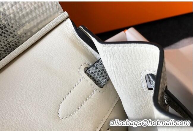 Promotional Hermes Birkin 30cm Bag in Lizard Embossed Calf Leather HB30 Grey/White/Silver