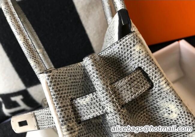 Promotional Hermes Birkin 30cm Bag in Lizard Embossed Calf Leather HB30 Grey/White/Silver