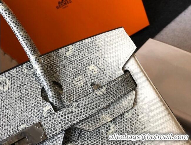 Promotional Hermes Birkin 30cm Bag in Lizard Embossed Calf Leather HB30 Grey/White/Silver