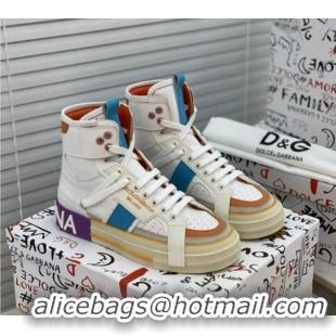 Top Sales Dolce&Gabbana Calfskin Custom 2.Zero High-top Sneakers Purple 110336