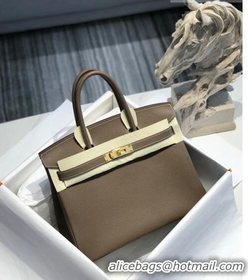 Promotional Hermes Birkin 30cm Bag in Togo Calfskin HB30 Etoupe Elephant Grey/Gold