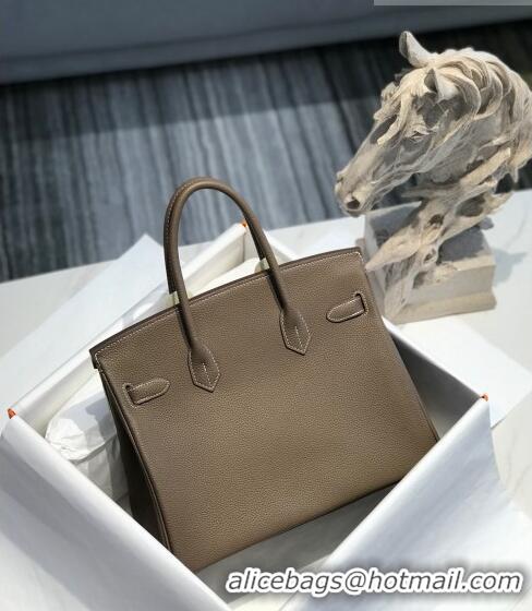 Promotional Hermes Birkin 30cm Bag in Togo Calfskin HB30 Etoupe Elephant Grey/Gold