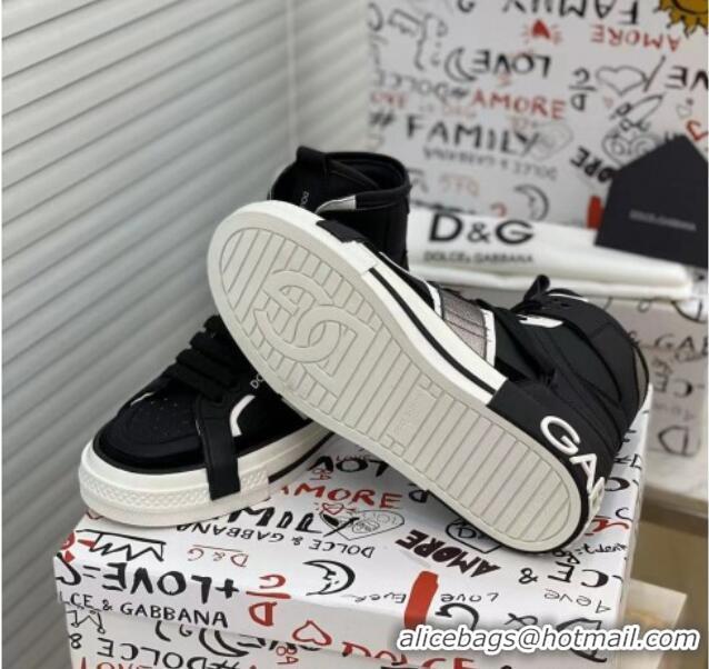 Buy Cheapest Dolce&Gabbana Calfskin Custom 2.Zero High-top Sneakers Black 110337