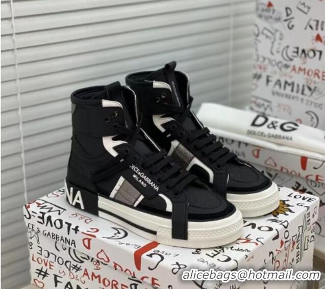 Buy Cheapest Dolce&Gabbana Calfskin Custom 2.Zero High-top Sneakers Black 110337