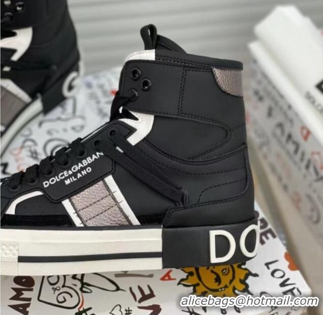 Buy Cheapest Dolce&Gabbana Calfskin Custom 2.Zero High-top Sneakers Black 110337