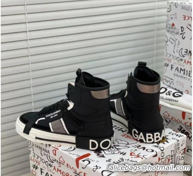 Buy Cheapest Dolce&Gabbana Calfskin Custom 2.Zero High-top Sneakers Black 110337