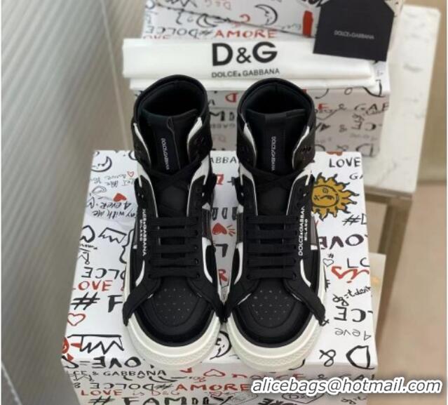 Buy Cheapest Dolce&Gabbana Calfskin Custom 2.Zero High-top Sneakers Black 110337