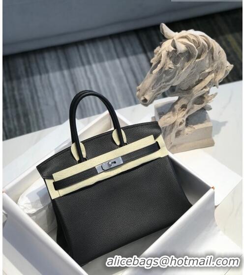 Famous Brand Hermes Birkin 30cm Bag in Togo Calfskin HB30 Black/Silver