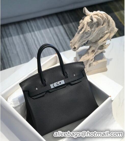 Famous Brand Hermes Birkin 30cm Bag in Togo Calfskin HB30 Black/Silver