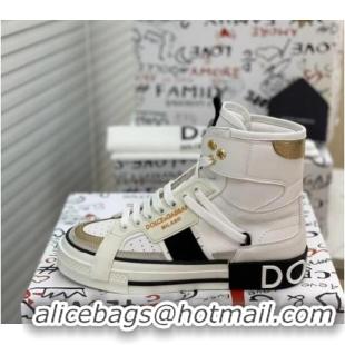 Traditional Discount Dolce&Gabbana Calfskin Custom 2.Zero High-top Sneakers White 110338