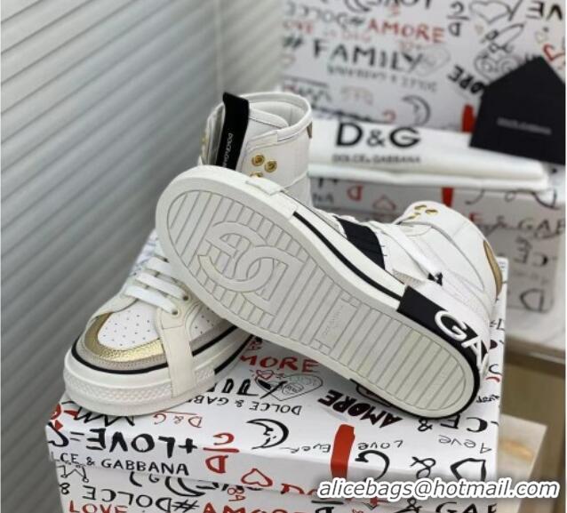 Traditional Discount Dolce&Gabbana Calfskin Custom 2.Zero High-top Sneakers White 110338