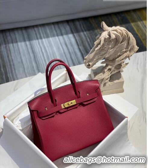 Traditional Specials Hermes Birkin 30cm Bag in Togo Calfskin HB30 Burgundy/Gold