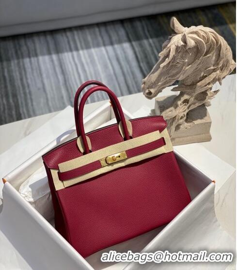 Traditional Specials Hermes Birkin 30cm Bag in Togo Calfskin HB30 Burgundy/Gold