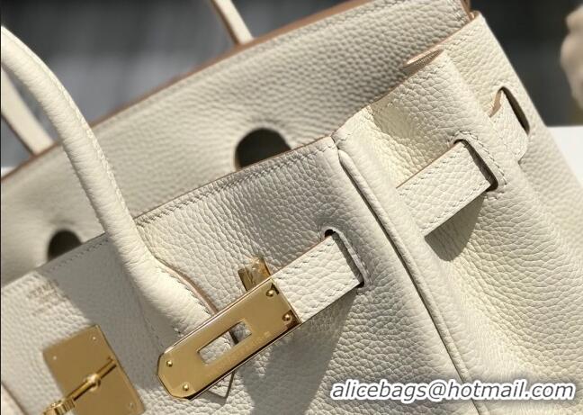 Low Cost Hermes Birkin 30cm Bag in Togo Calfskin HB30 White/Gold