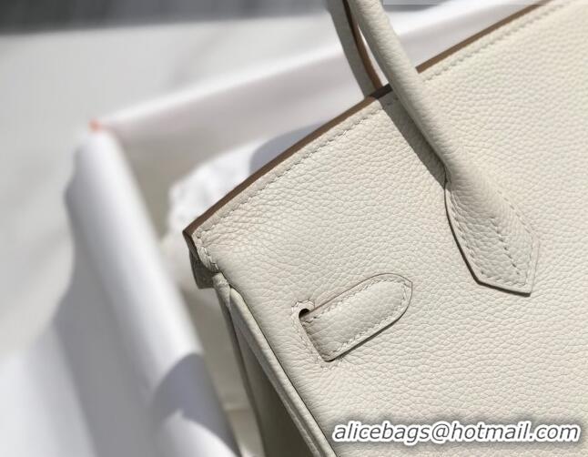 Low Cost Hermes Birkin 30cm Bag in Togo Calfskin HB30 White/Gold