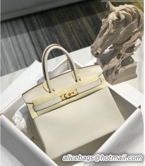 Low Cost Hermes Birkin 30cm Bag in Togo Calfskin HB30 White/Gold