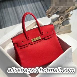 Luxury Discount Hermes Birkin 30cm Bag in Togo Calfskin HB30 Red/Gold