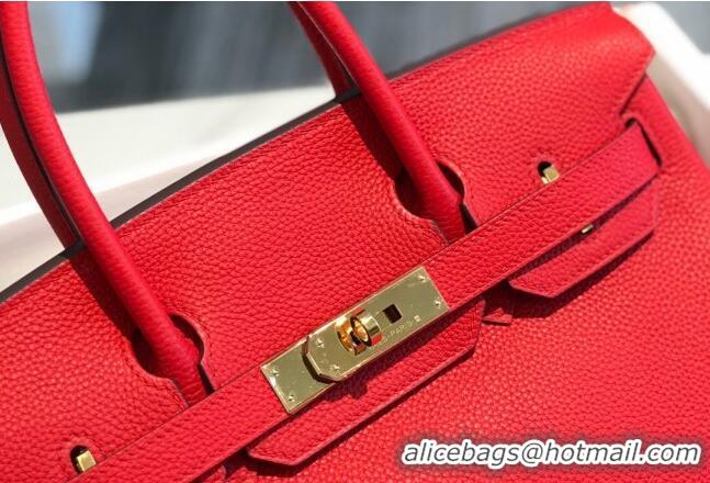 Luxury Discount Hermes Birkin 30cm Bag in Togo Calfskin HB30 Red/Gold