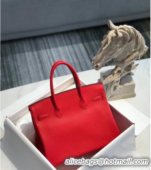 Luxury Discount Hermes Birkin 30cm Bag in Togo Calfskin HB30 Red/Gold