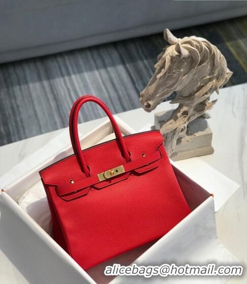 Luxury Discount Hermes Birkin 30cm Bag in Togo Calfskin HB30 Red/Gold