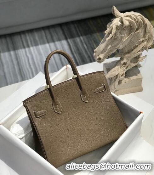 Good Product Hermes Birkin 30cm Bag in Togo Calfskin HB30 Etoupe Elephant Grey//Silver