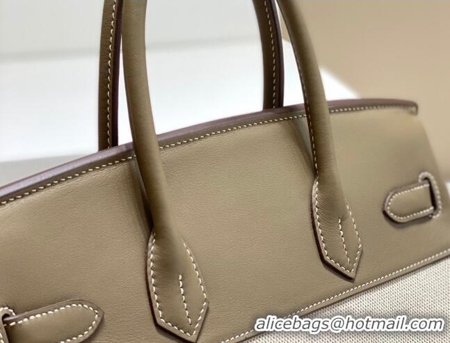 Top Quality Hermes Birkin 30cm Bag in Swift Leather and Canvas HB30 Elephant Grey