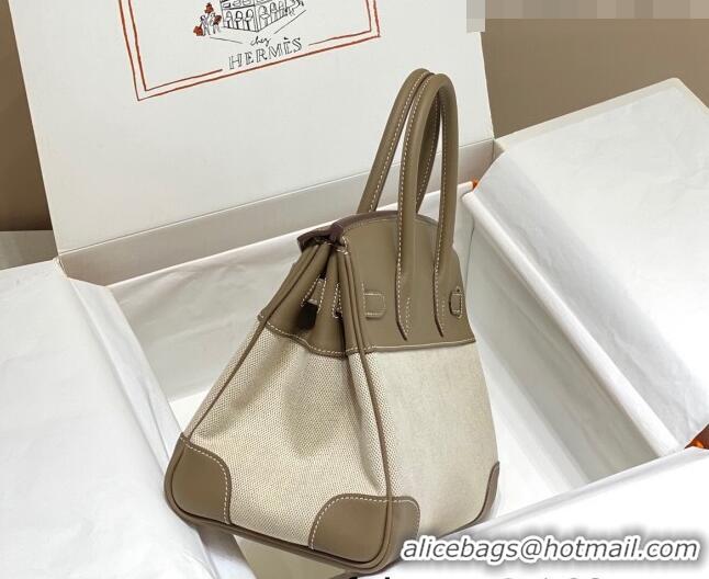 Top Quality Hermes Birkin 30cm Bag in Swift Leather and Canvas HB30 Elephant Grey