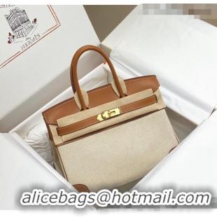 Reasonable Price Hermes Birkin 30cm Bag in Swift Leather and Canvas HB30 Brown