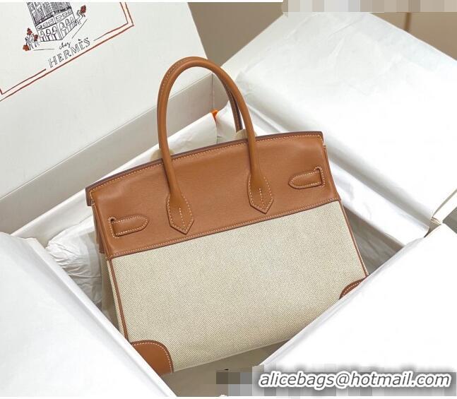 Reasonable Price Hermes Birkin 30cm Bag in Swift Leather and Canvas HB30 Brown