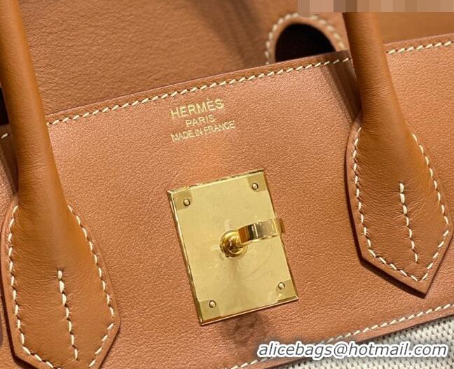 Reasonable Price Hermes Birkin 30cm Bag in Swift Leather and Canvas HB30 Brown