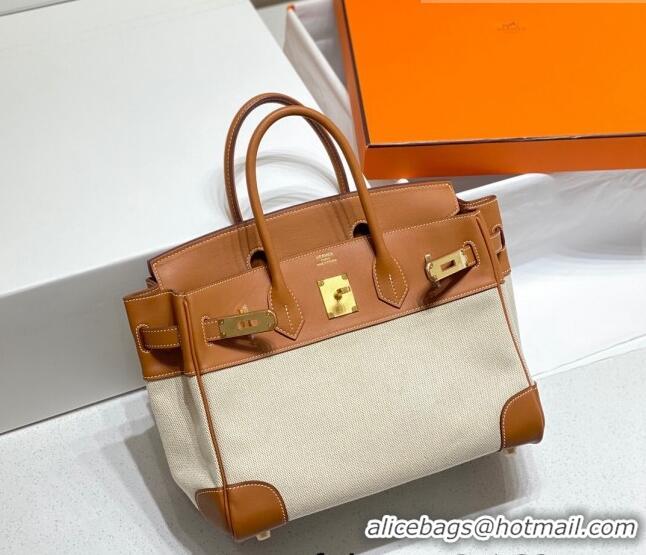 Reasonable Price Hermes Birkin 30cm Bag in Swift Leather and Canvas HB30 Brown