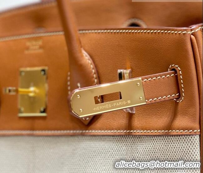 Reasonable Price Hermes Birkin 30cm Bag in Swift Leather and Canvas HB30 Brown