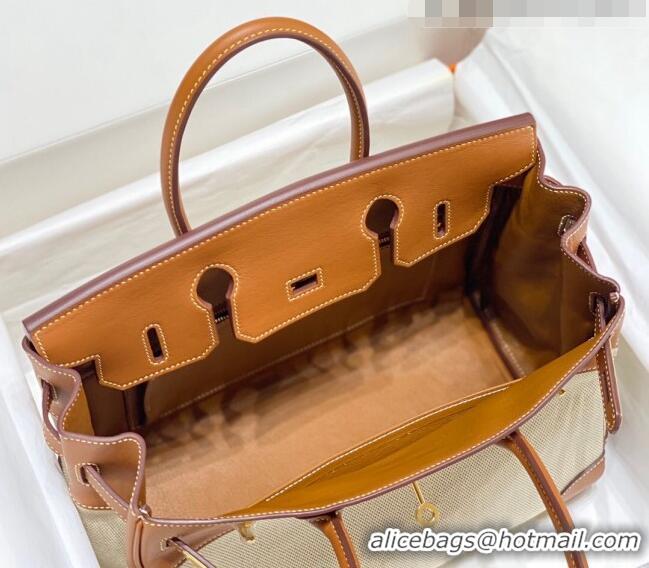 Reasonable Price Hermes Birkin 30cm Bag in Swift Leather and Canvas HB30 Brown