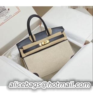 Best Price Hermes Birkin 30cm Bag in Swift Leather and Canvas HB30 Black