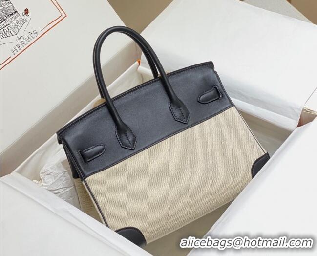 Best Price Hermes Birkin 30cm Bag in Swift Leather and Canvas HB30 Black