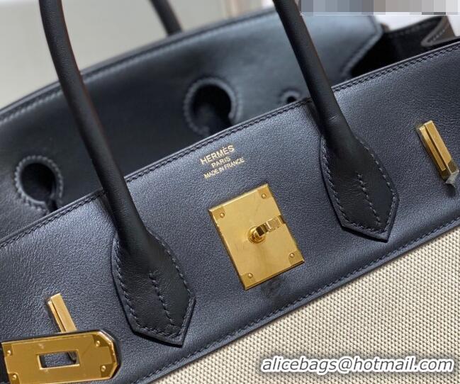 Best Price Hermes Birkin 30cm Bag in Swift Leather and Canvas HB30 Black