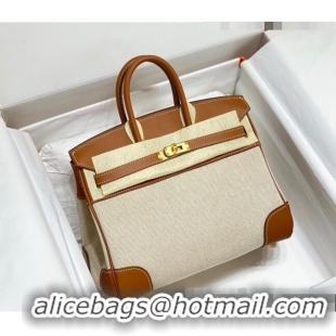 New Fashion Hermes Birkin 25cm Bag in Swift Leather and Canvas HB25 Brown