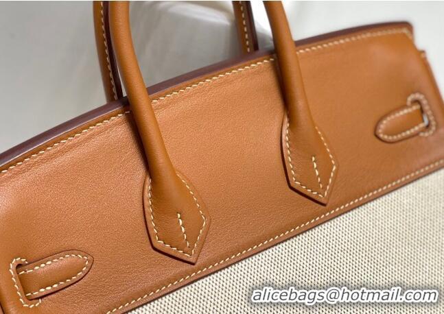 New Fashion Hermes Birkin 25cm Bag in Swift Leather and Canvas HB25 Brown