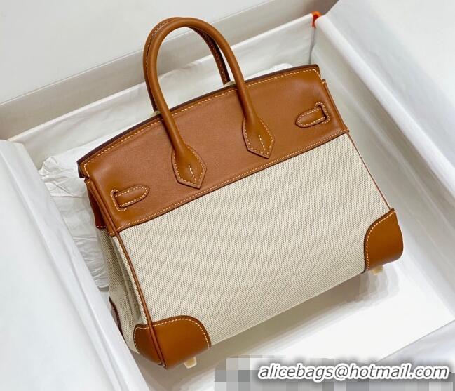 New Fashion Hermes Birkin 25cm Bag in Swift Leather and Canvas HB25 Brown