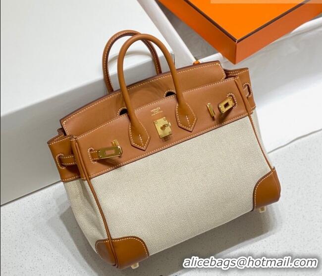 New Fashion Hermes Birkin 25cm Bag in Swift Leather and Canvas HB25 Brown