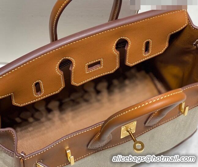 New Fashion Hermes Birkin 25cm Bag in Swift Leather and Canvas HB25 Brown