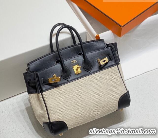 Super Quality Hermes Birkin 25cm Bag in Swift Leather and Canvas HB25 Black