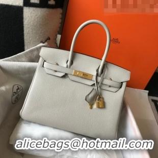 Most Popular Hermes Birkin 30cm Bag in Togo Calfskin HB30 Pearl Grey/Gold