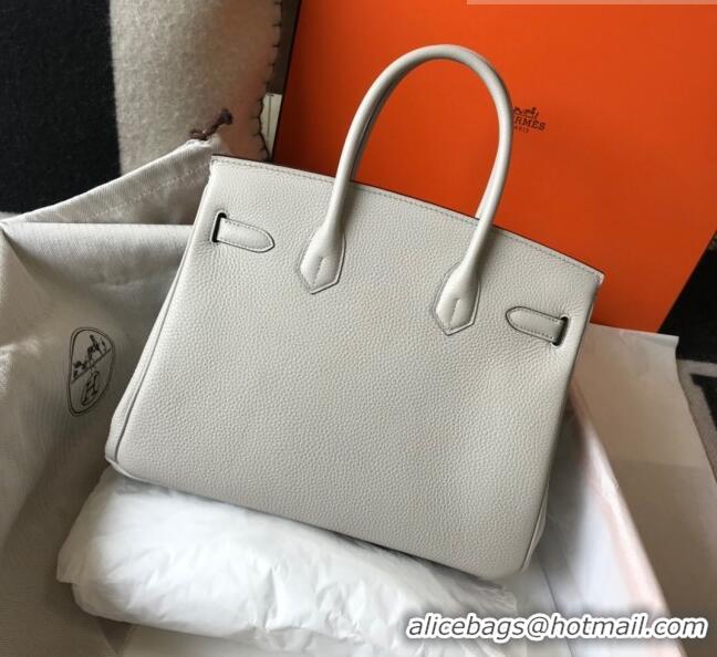 Most Popular Hermes Birkin 30cm Bag in Togo Calfskin HB30 Pearl Grey/Gold