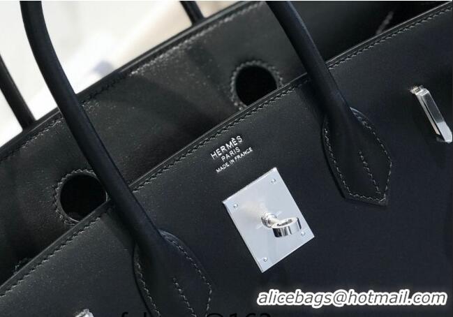 Top Quality Hermes Birkin Bag 30cm in Box Calf Leather HB30 Black/Silver (Half-handmade)