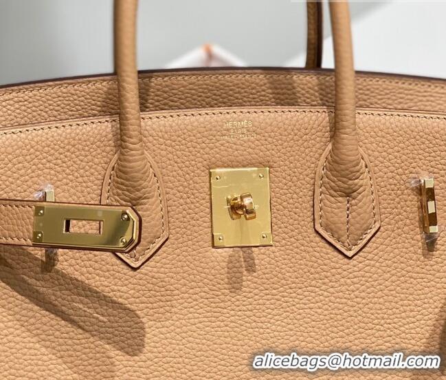 Most Popular Hermes Birkin 30cm Bag in Togo Calfskin HB30 Milky Tea Brown/Gold