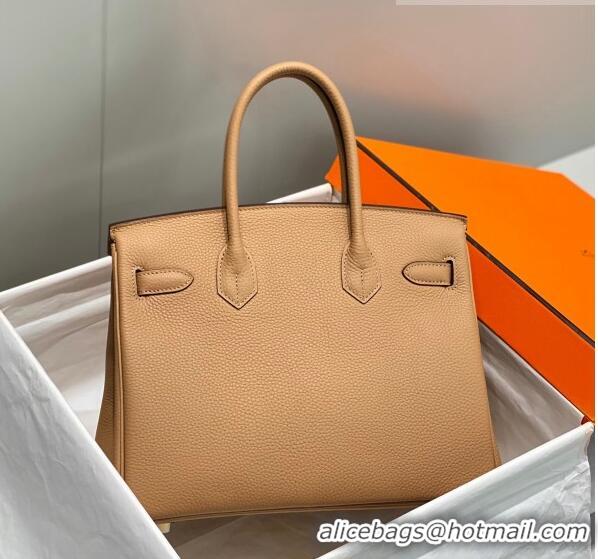 Most Popular Hermes Birkin 30cm Bag in Togo Calfskin HB30 Milky Tea Brown/Gold